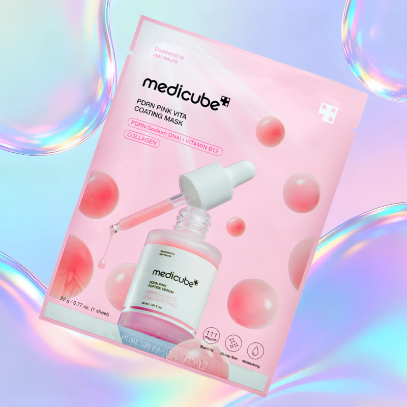 Medicube PDRN Pink Vita Coating Sheet Mask 10ct Salmon DNA B12 Collagen