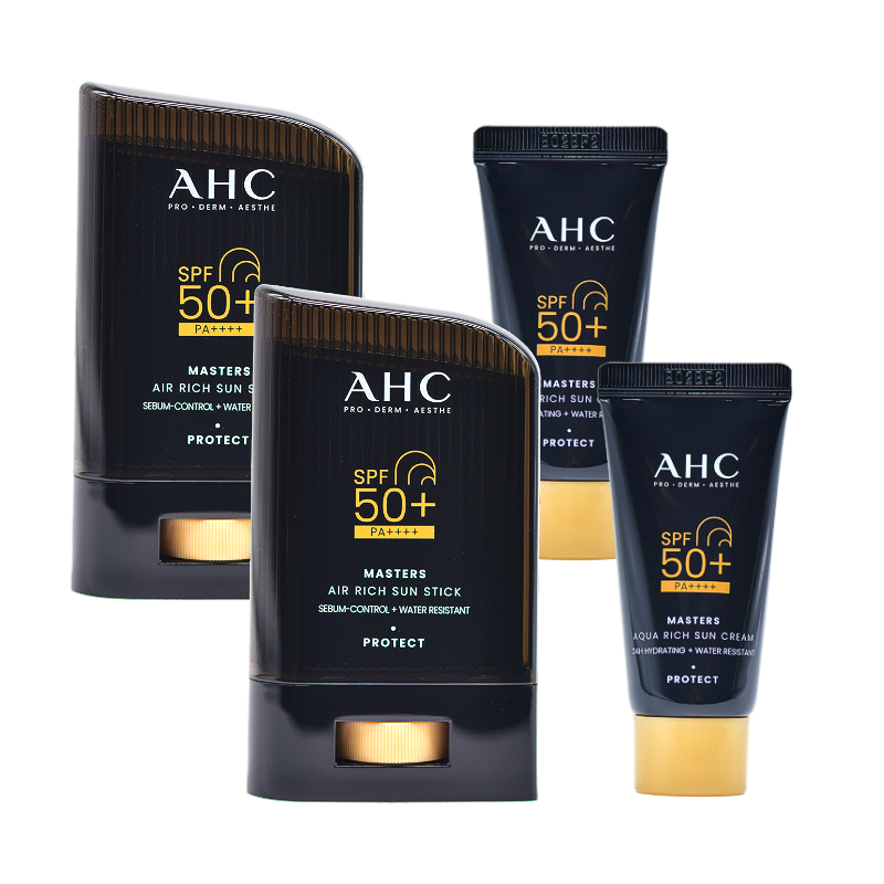 AHC Sun Stick SPF50+ PA++++ Korean Sunscreen Set 22g x2 + Mini Tube 10ml x2