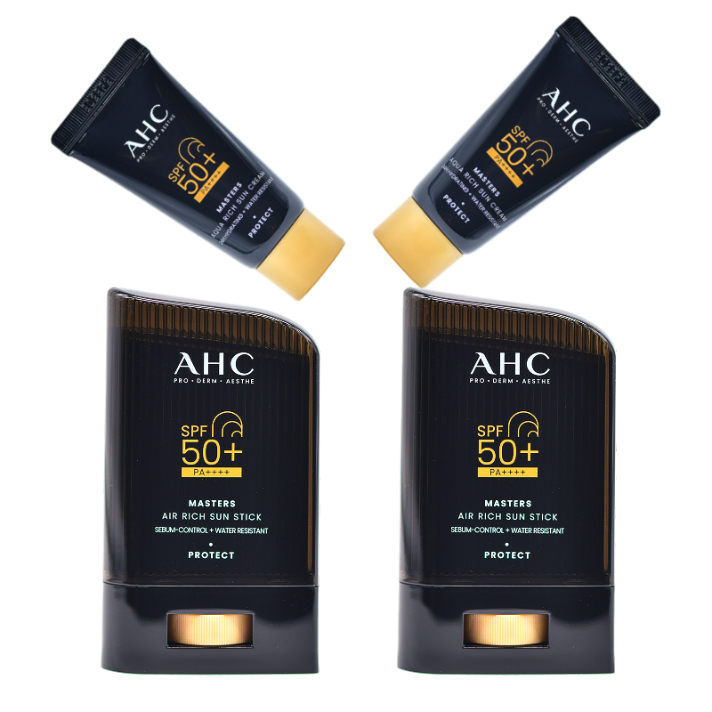 AHC Sun Stick SPF50+ PA++++ Korean Sunscreen Set 22g x2 + Mini Tube 10ml x2
