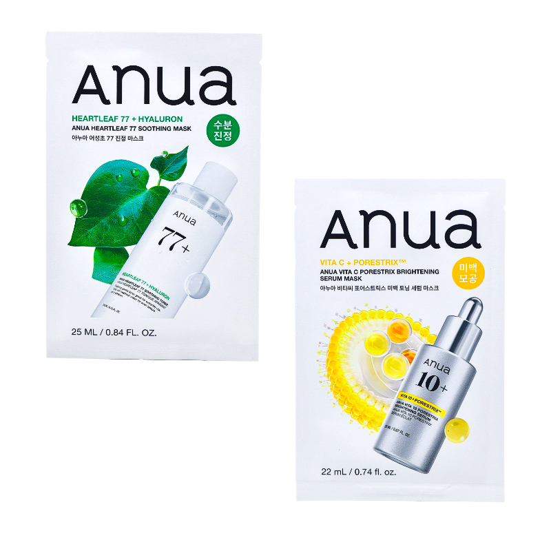ANUA Korean Sheet Mask 8 Types Variety Set PDRN Retinol Niacinamide Heartleaf