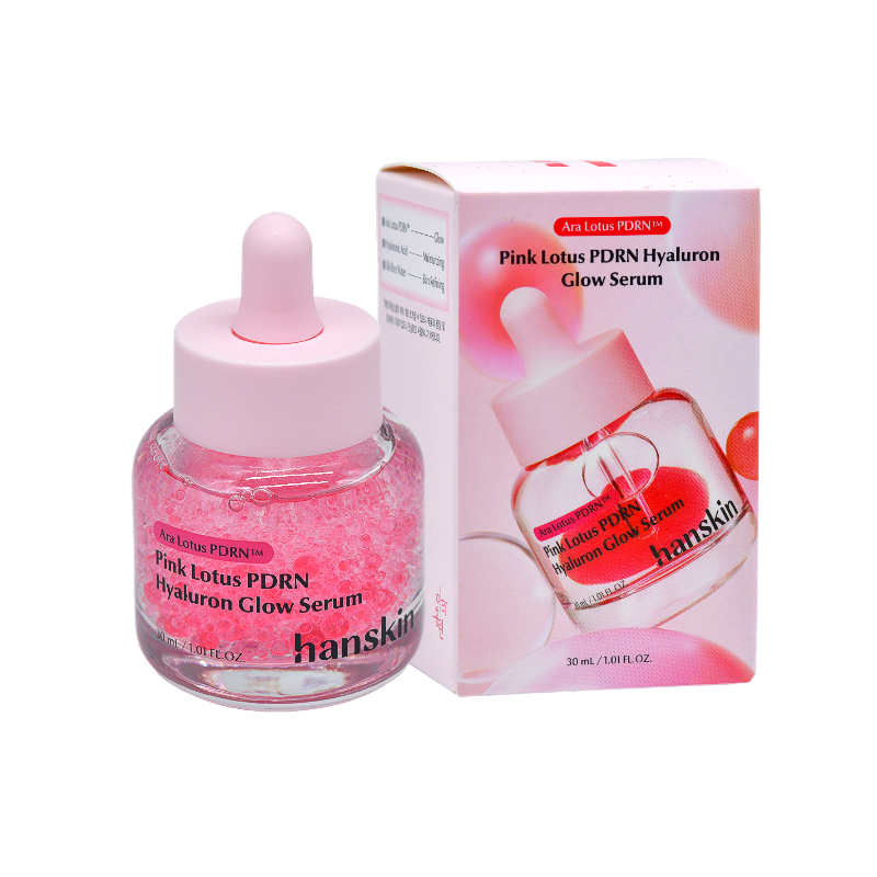 HANSKIN Pink Lotus PDRN Hyaluron Glow Serum 30ml + 2 Mask Set