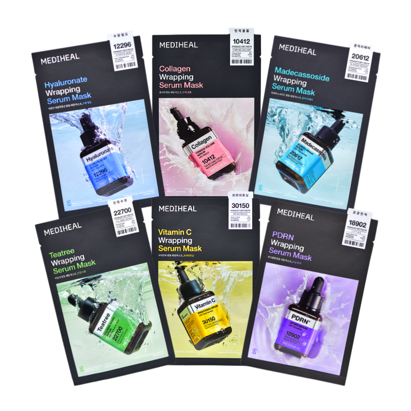 MEDIHEAL Wrapping Serum Mask 6 Types Set PDRN Collagen Korean Skincare