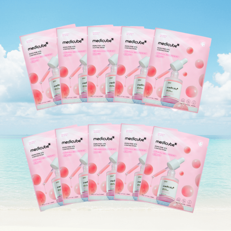Medicube PDRN Pink Vita Coating Sheet Mask 10ct Salmon DNA B12 Collagen