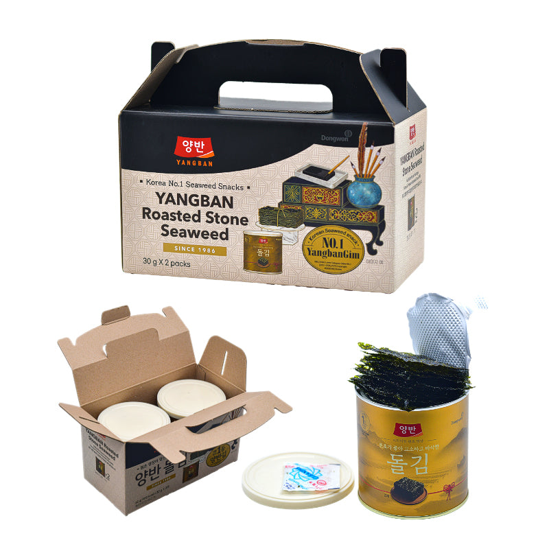 Dongwon Yangban Roasted Stone Seaweed Gift Set 30g x 2 Cans Korean Gim