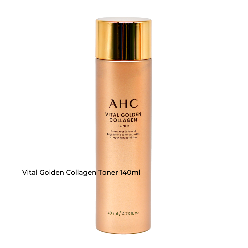 AHC Vital Golden Collagen 5-Piece Skincare Gift Set Toner Lotion Ampoule