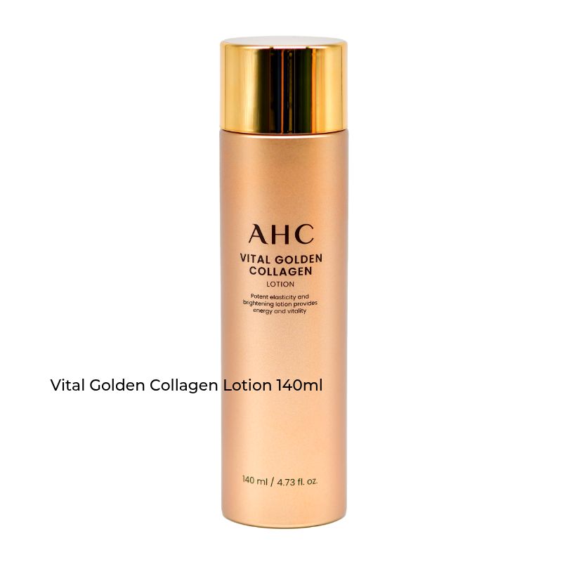 AHC Vital Golden Collagen 5-Piece Skincare Gift Set Toner Lotion Ampoule